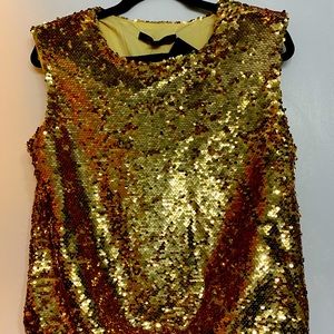 Marc New York womens GOLD sequence sleeveless padded top size MEDIUM